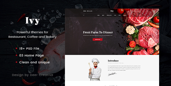 Ivy - Multipurpose Restaurant & Cafe PSD Template