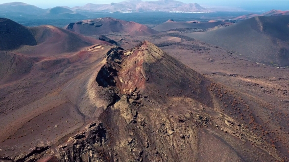 Aerial Panorama of Volcanic Valley Near Timanfaya National Park, Lanzarote