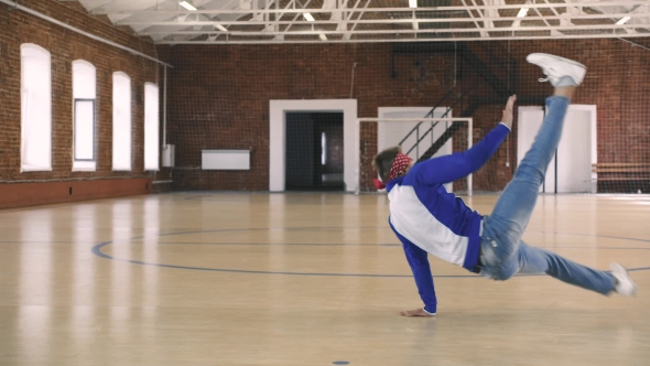 B-boy Dancing in Sport Gym