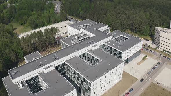 Establishing Shot of Big Modern Imposing Building