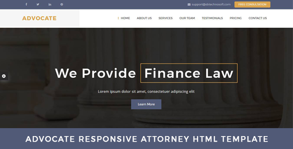 Advocate - Law Firm OnePage HTML Template