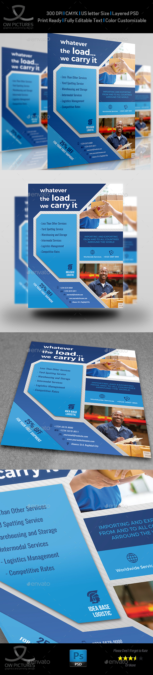 Freight and Logistic Services Flyer Template Vol.6