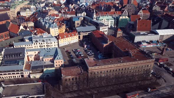 Riga Old Town Aerial 4k