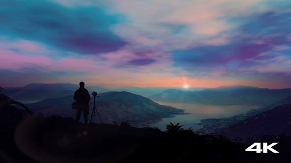The Photographer Shoots A Fantastic Dawn In The Mountains alt