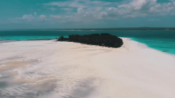Paradise Private Island of Mnemba in Turquoise Ocean Zanzibar Aerial View