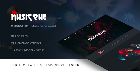 Musicque - Music Band Event PSD Template