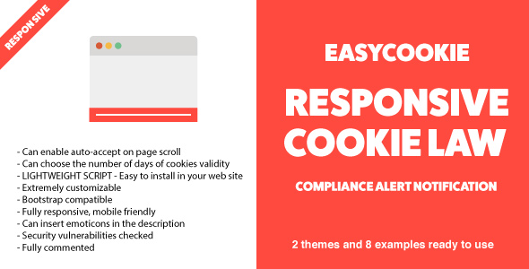 EasyCookie - GDPR Responsive Cookie Law Compliance Alert Notification