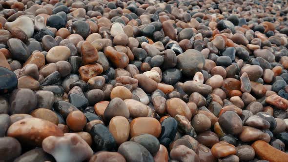 Wet Beach Shore Stones Moving Shot