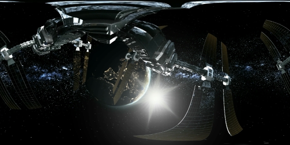 International Space Station Orbiting Earth in Virtual Reality alt