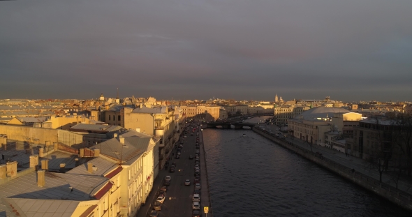 The Roofs of St. Petersburg Aerial River Neva