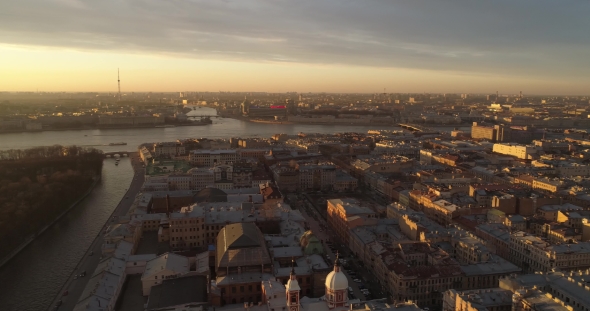 The Roofs of St. Petersburg Aerial River Neva