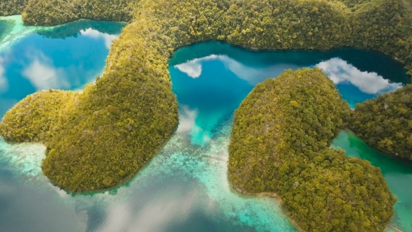 Aerial View Tropical Lagoon,sea, Beach Tropical Island Siargao, Philippines