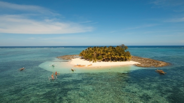 Aerial View Beautiful Beach on Tropical Island Guyam Island, Philippines, Siargao