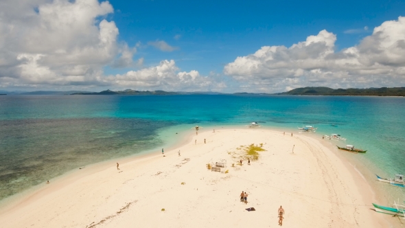 Aerial View Beautiful Beach on Tropical Island Siargao Island, Philippines