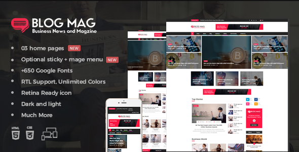 Blog Mag Bootstrap Business News and Magazine Responsive Template