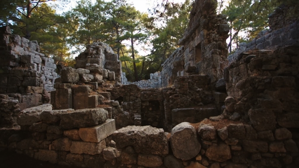 Ruins of an Ancient Fortress at Sunset