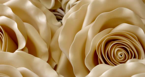 Artificial Handmade Beige Roses Bouquet for Decoration