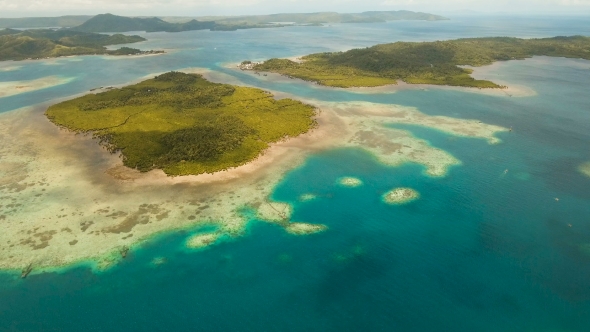 Aerial View Tropical Lagoon,sea, Beach Tropical Island Siargao, Philippines.