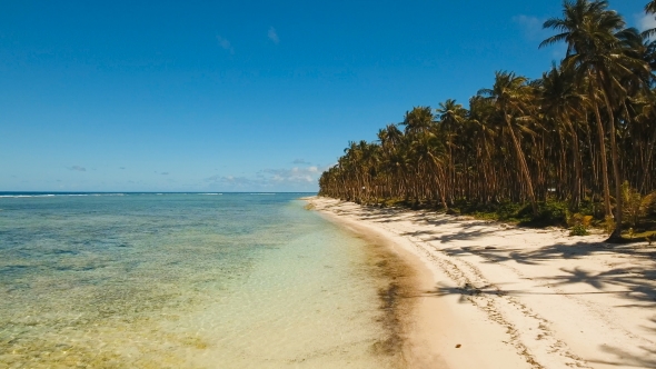 Aerial View Beautiful Beach on a Tropical Island Philippines,Siargao