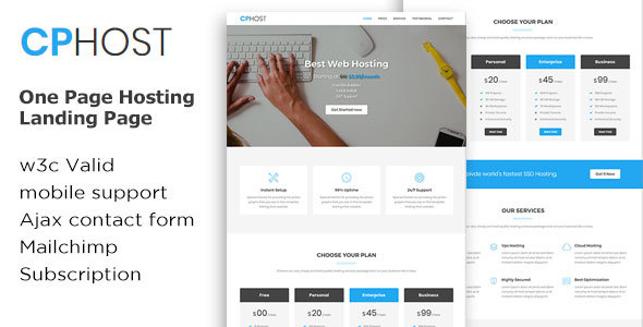 CPHost – One Page Hosting HTML5 Template