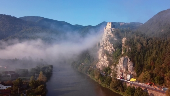 Flying Around Strecno Castle, Slovakia