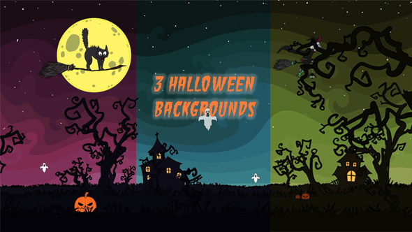 3 Cartoon Halloween Backgrounds