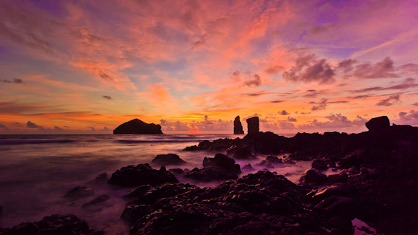 Beach of Mosteiros With its Islets, in the Azores Islands, Portugal