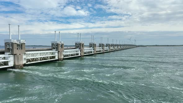 Storm Surge Barrier in the Netherlands Protecting the Mainland from Flooding alt