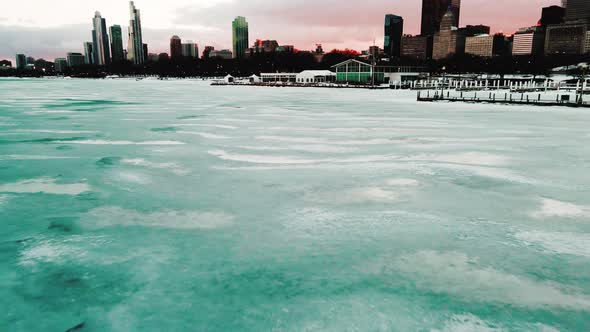 chicago sunset from lake michigan