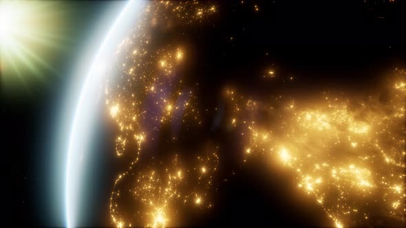 Amazing Sunrise Over The Earth. View Of Planet Earth From Space alt