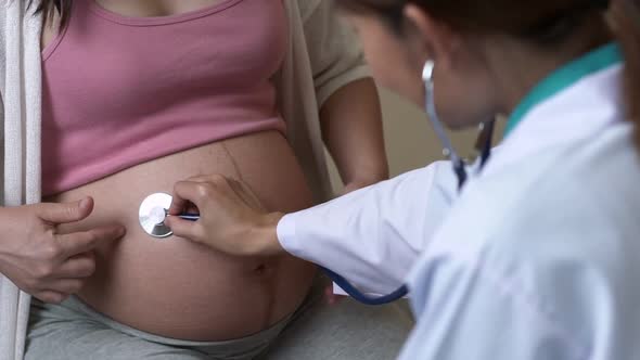 Pregnant Woman and Gynecologist Doctor at Hospital