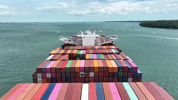 Fully Loaded Container Ship at Sea Transporting Cargo Around the World