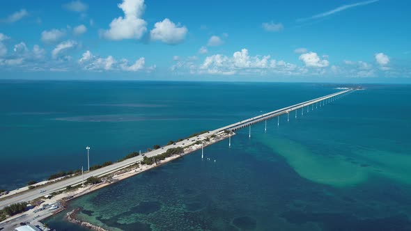 7 mile bridge landmark way to Key West, Florida Keys, United States.