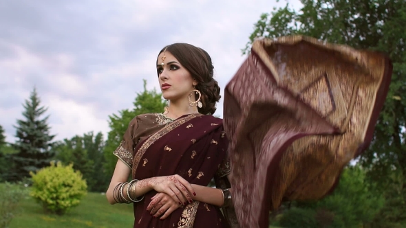 Portrait of a Beautiful Girl in Indian Dress.