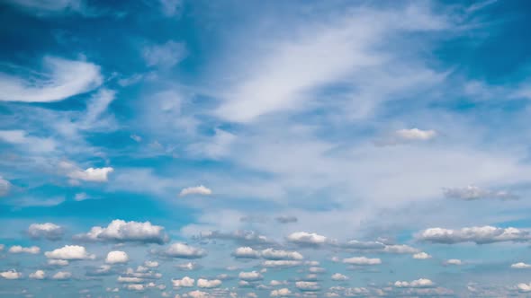 Clouds Move Smoothly in the Blue Sky, Timelapse