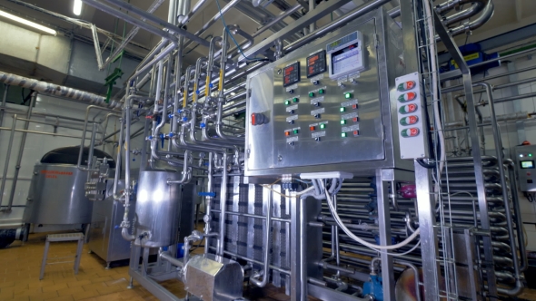 A Dairy Factory Utility Room with a Steel Control Box
