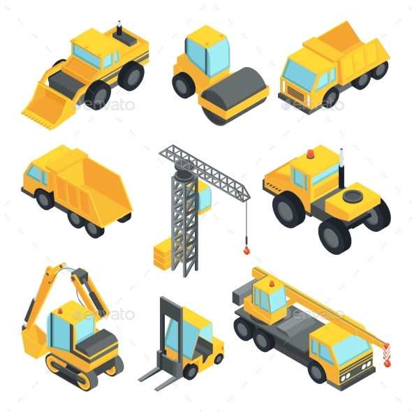3d Transport for Construction Industry. Vector