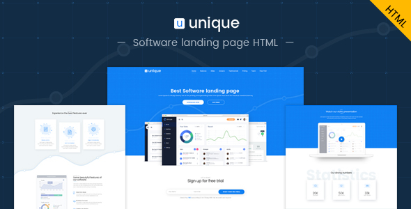 Unique: Software landing page HTML template