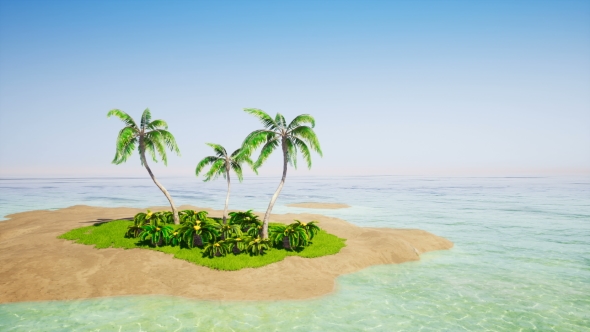 Tropical Island with Palm Trees and Clear Sky