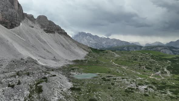 Beautiful cloudy day in Dolomites mountains