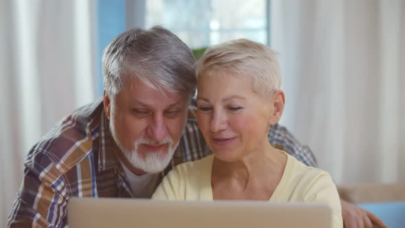 Senior Couple Having Good Time Using Laptop Computer Together