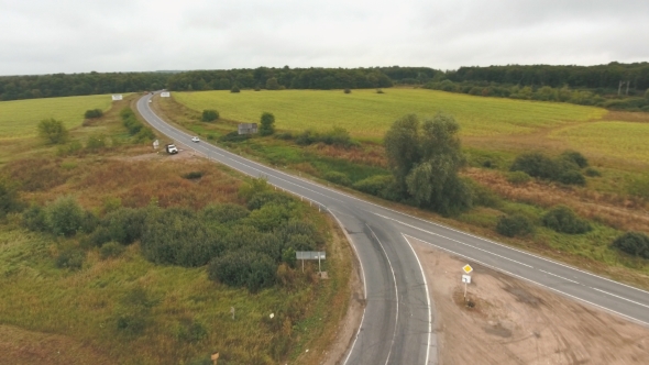 Aerial View on Road Near Forest