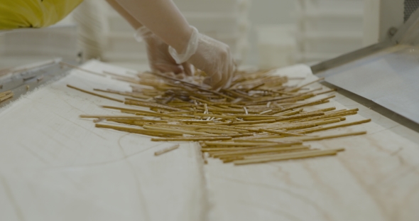 Snacks Production Worker Sorting, Baked Ready Salt Sticks