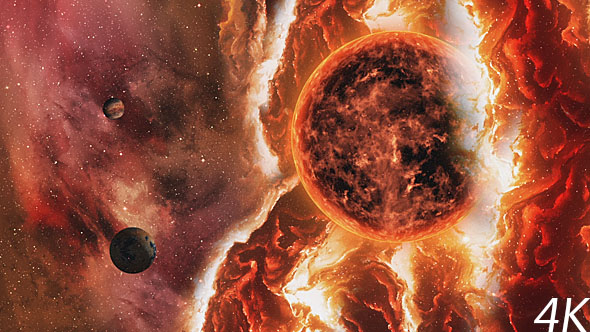 Fire Space Nebula with Solar and Planets alt