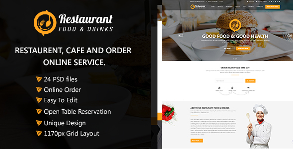 Restaurant  Food & Drinks PSD Template