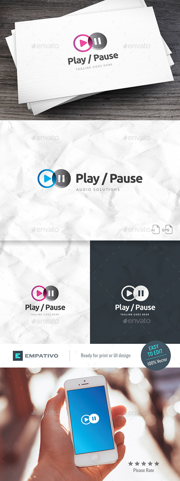 Play Pause Logo Template