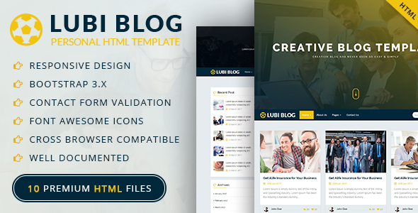 Lubi - Personal Blog HTML Template