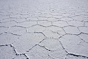, View of the Salar de Uyuni, the largest salt flat in the world.