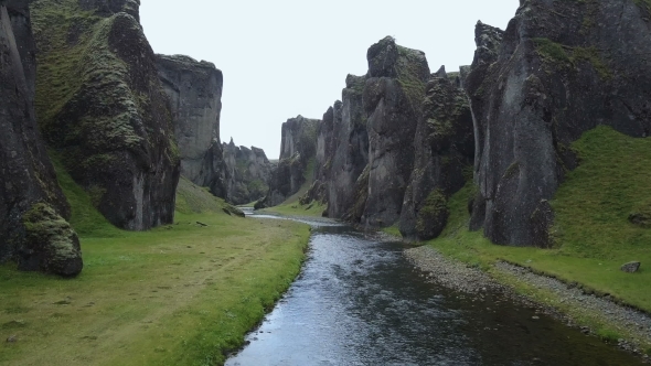 Aerial Above Fjarrgljfur Canyon