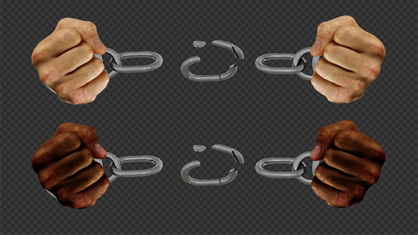 Male Hands Breaking Steel Handcuffs (2-Pack)